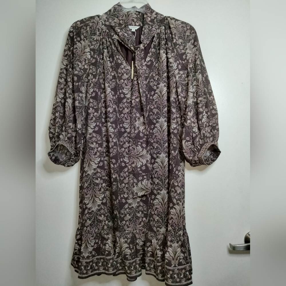 Max Studio London (Size M) Multicolored Tie Keyhole LS Shift Dress (NEW-NWT)